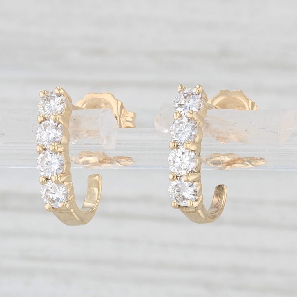 Light Gray 0.65ctw Diamond Journey J-Hook Earrings 18k Yellow Gold Pierced Drops