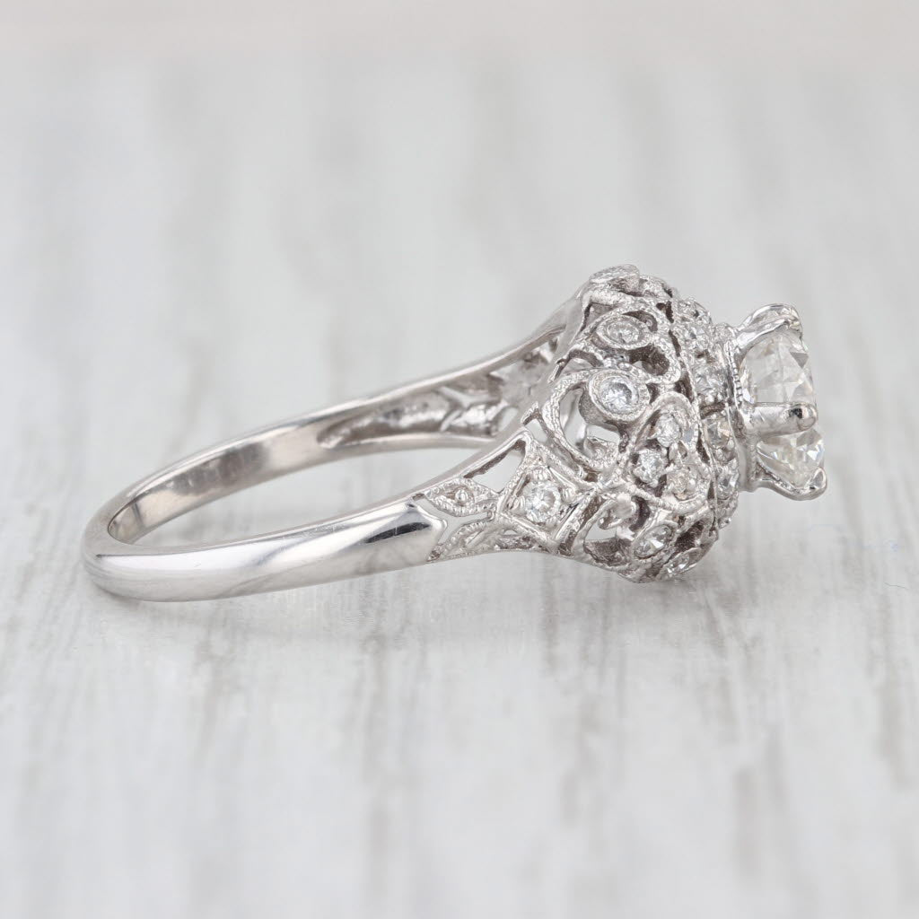 1.34ctw Lab Grown Diamond Halo Hearts Engagement Ring 14k White Gold Sz 7.5 IGI