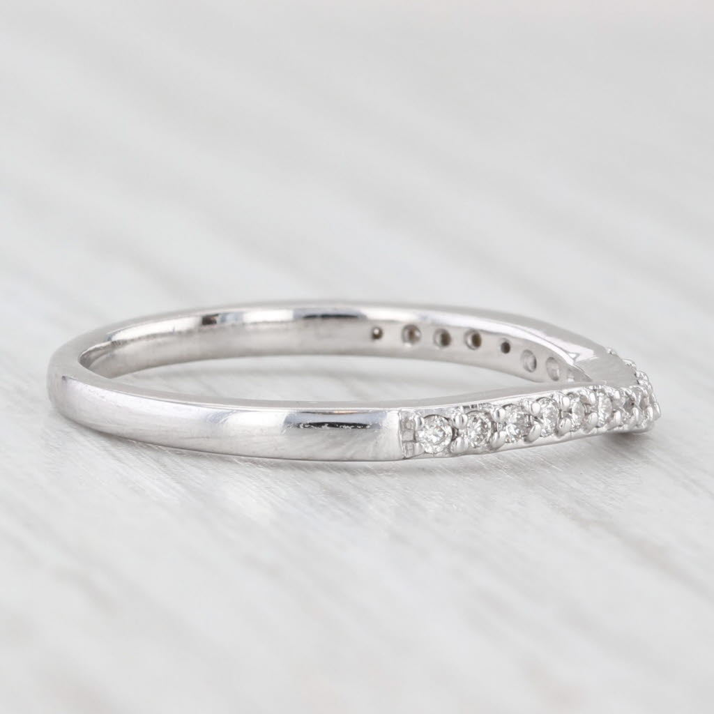 Light Gray 0.14ctw Diamond Wedding Band 14k White Gold Size 5.5 Stackable Ring