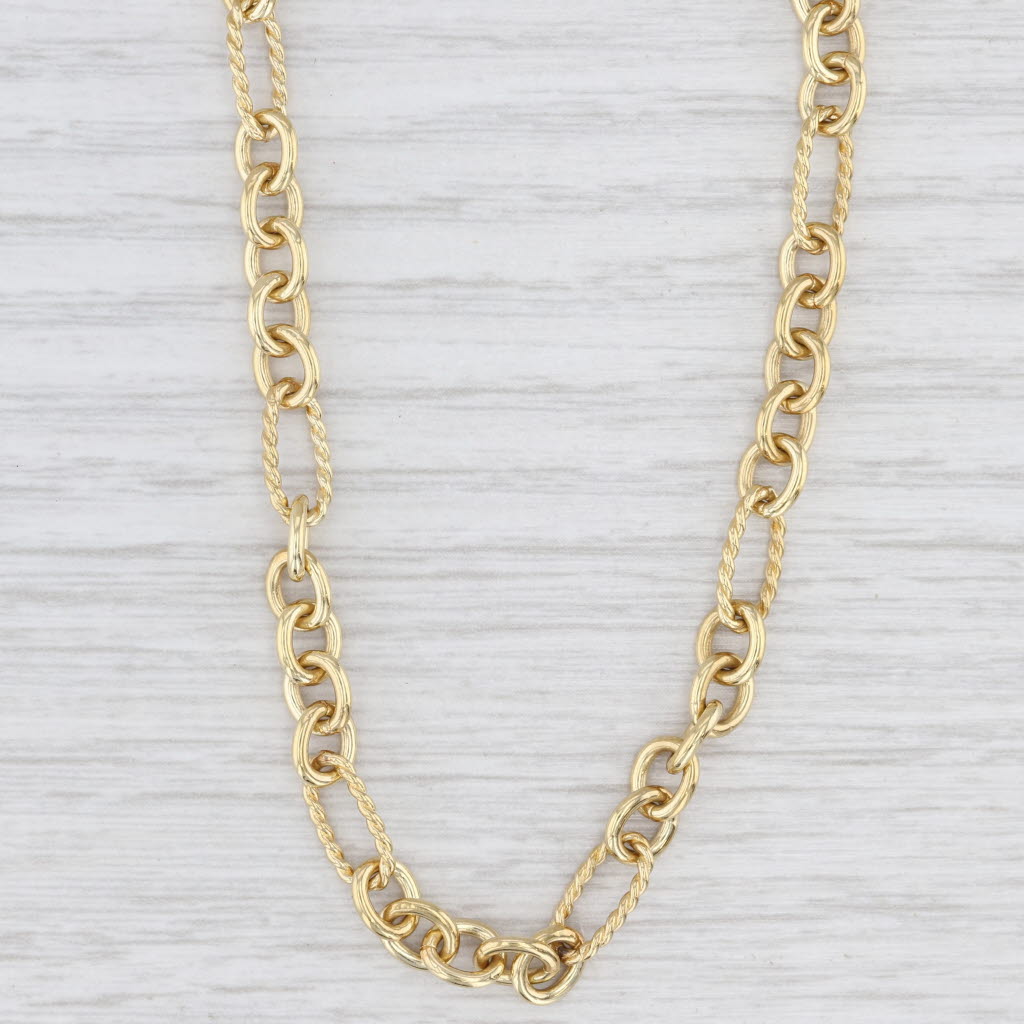 Light Gray David Yurman Cable Chain Necklace 18k Yellow Gold 16.5" 5.4mm Ring Toggle Clasp