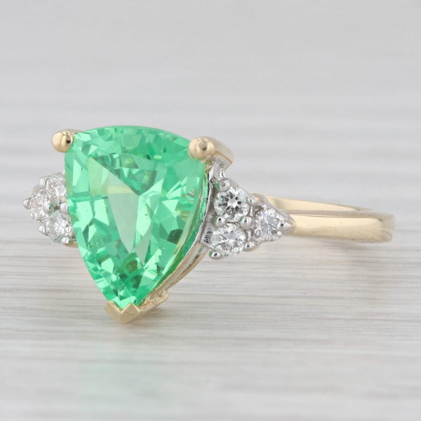 2.72ctw Pear Lab Created Green Sapphire Diamond Ring 10k Yellow Gold Size 7