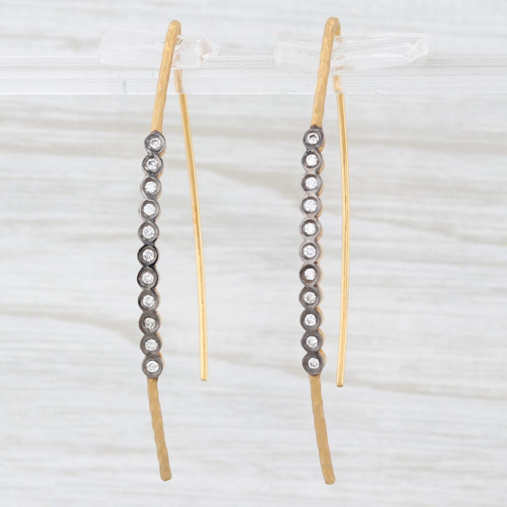 Light Gray New 0.20ctw Diamond Threader Drop Earrings 14k Yellow Gold Marika Desert