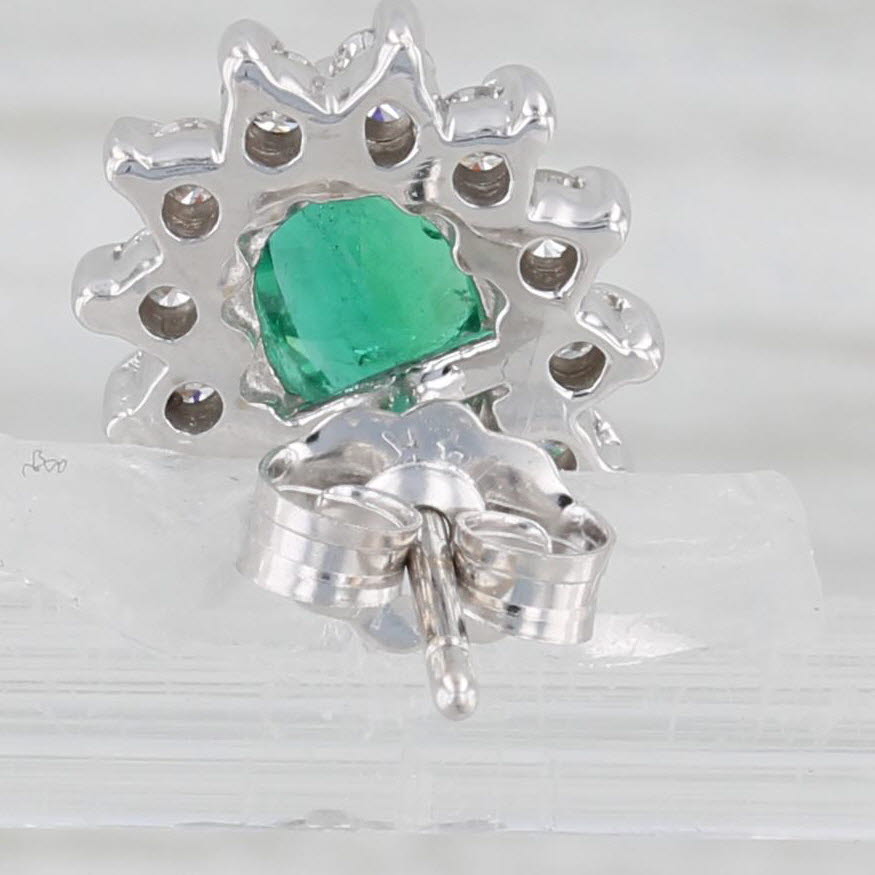 Light Gray 1.50ctw Emerald Diamond Halo Stud Earrings 14k White Gold