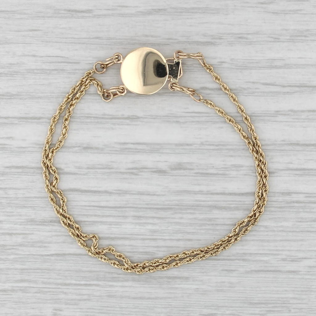 Double Rope Chain Slide Charm Starter Bracelet 14k Yellow Gold 6" 1.5mm