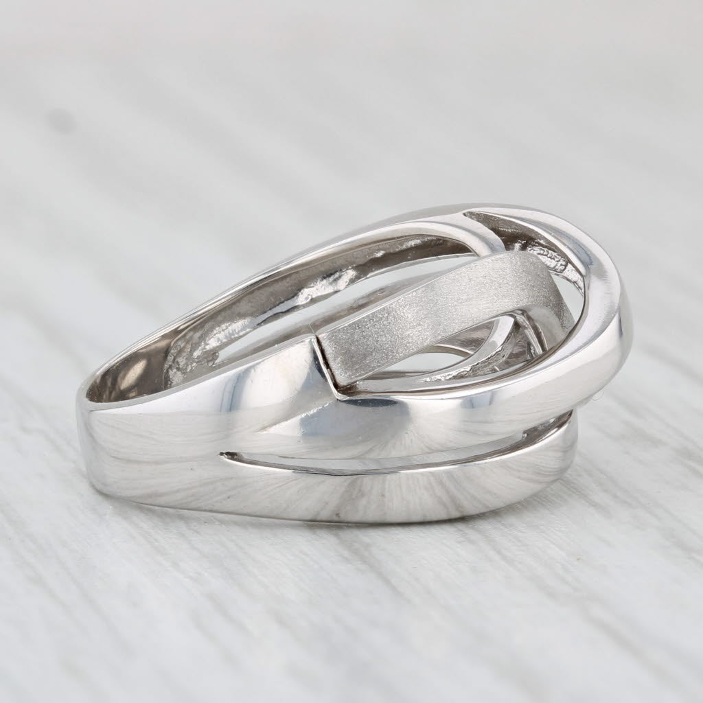 Light Gray Woven 3-Band Ring 14k White Gold Size 7 Statement
