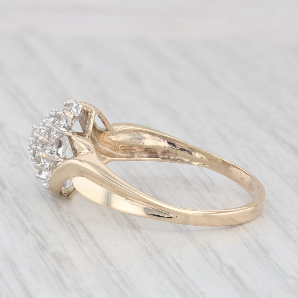 Light Gray 0.25ctw Diamond Cluster Bypass Ring 10k Yellow Gold Size 11.25