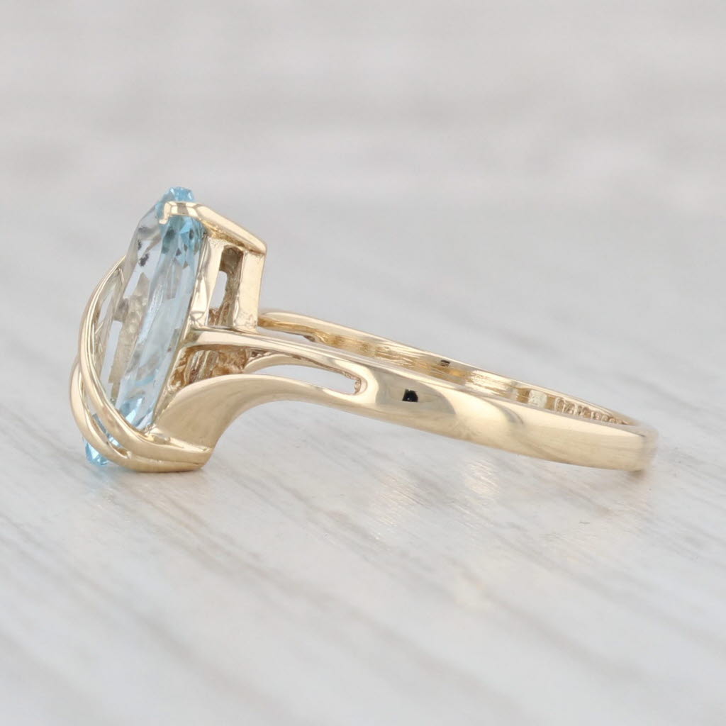 Light Gray 2.05ct Marquise Blue Topaz Solitaire Ring 14k Yellow Gold Size 6