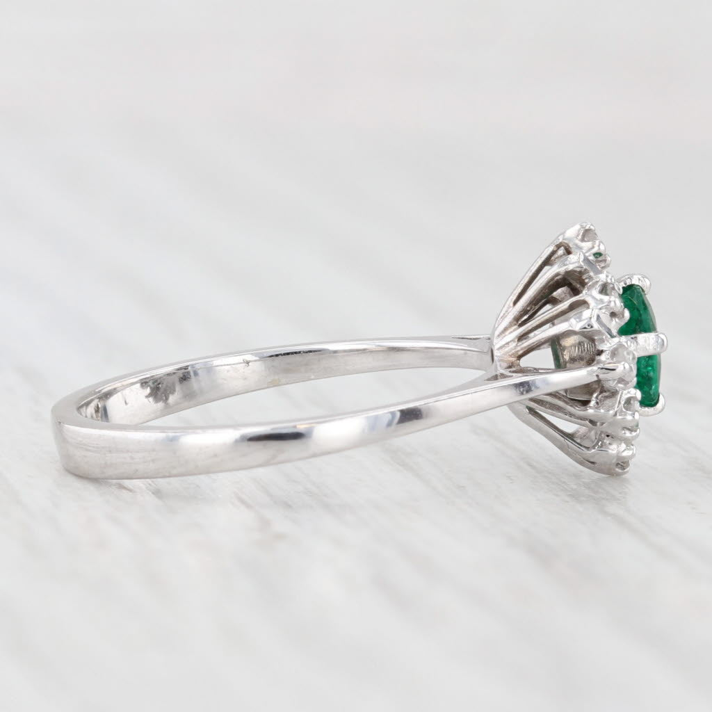 Light Gray 0.40ctw Emerald Diamond Halo Ring 18k White Gold Size 6.5
