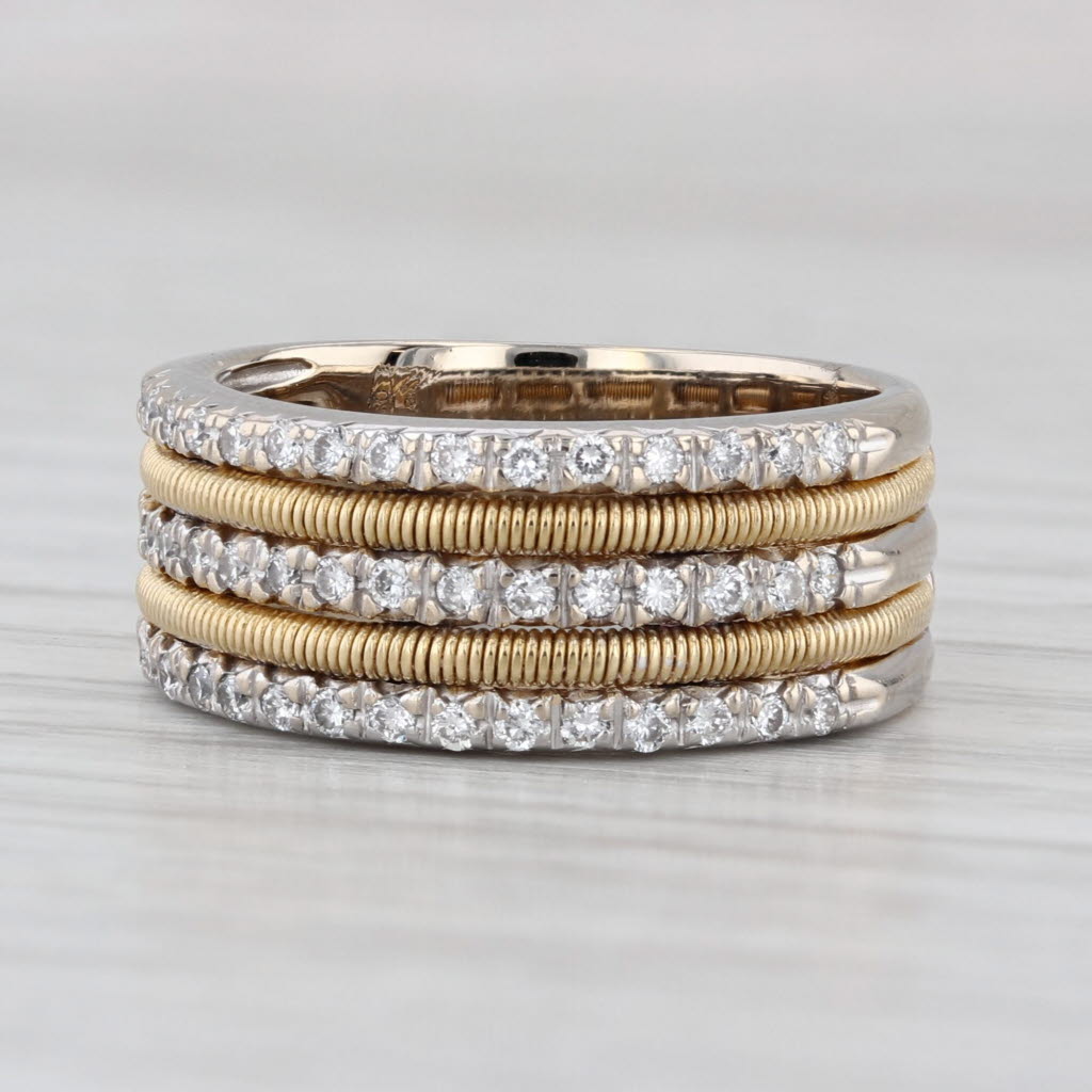 Marco Bicego 0.38ctw Multirow Diamond Stacked Bands Ring 18k Gold Size 5