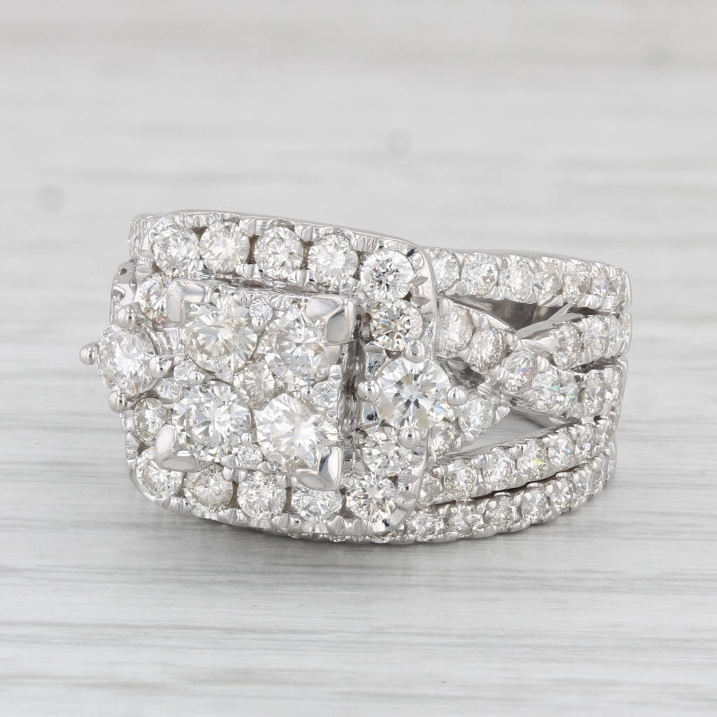 Light Gray 2.52ctw Diamond Halo Engagement Ring Wedding Band Bridal Set 10k White Gold Sz 6