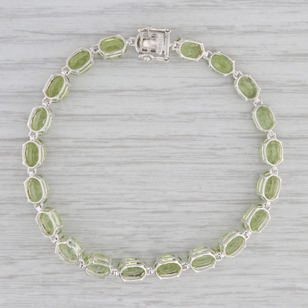 Gray 16ctw Peridot Tennis Bracelet Sterling Silver 7" 5.1mm