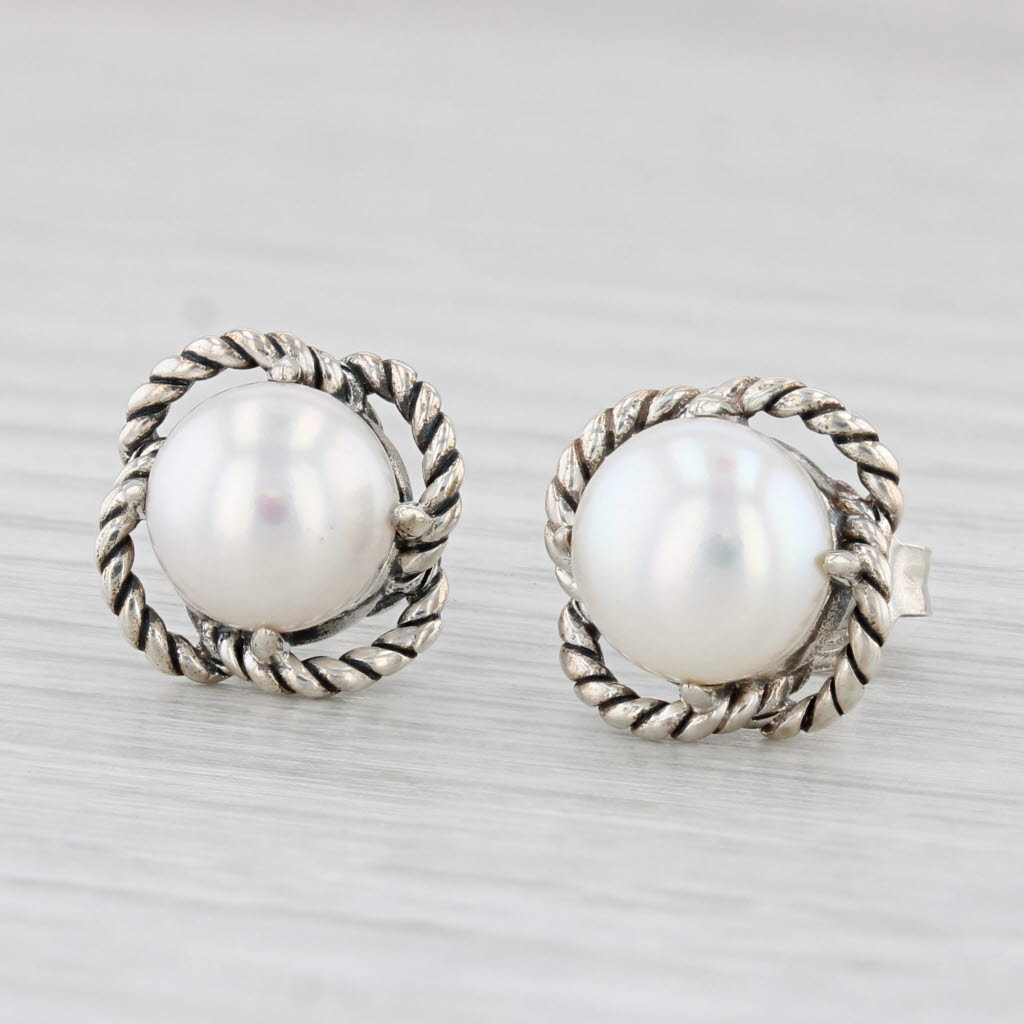 Light Gray Effy Cultured Pearl Stud Earrings with Box Sterling Silver
