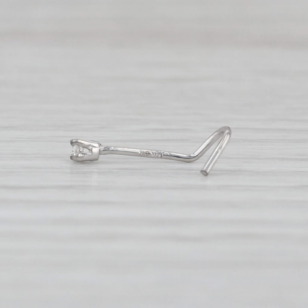 New Diamond Nose Piercing Stud 14k White Gold Round Solitaire Curved Post 4