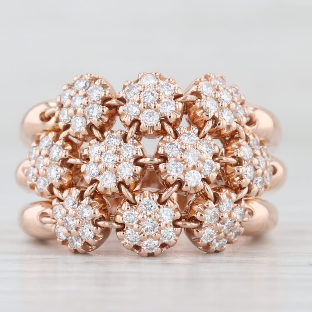 0.70ctw Diamond Cluster Ring 14k Rose Gold Size 8 Cocktail