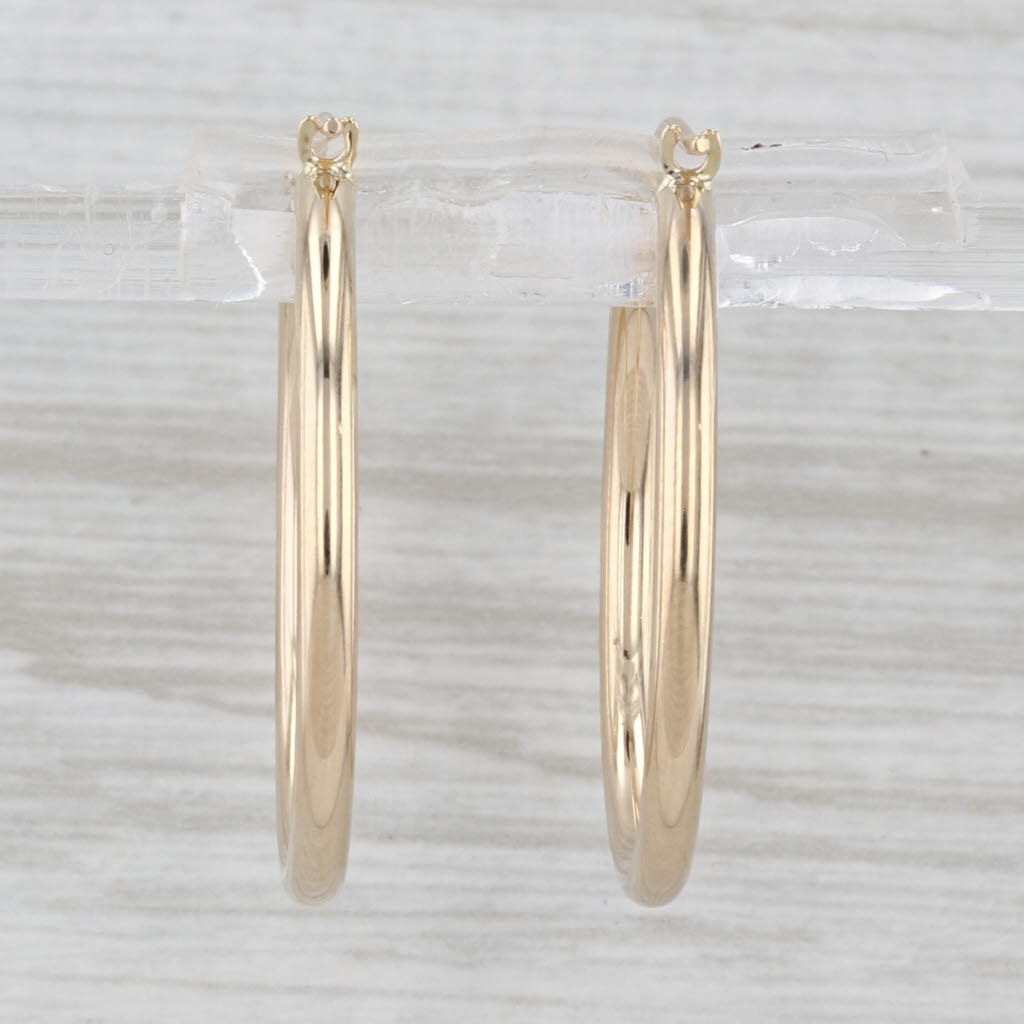 Round Hoop Earrings 14k Yellow Gold Pierced Snap Top Hoops