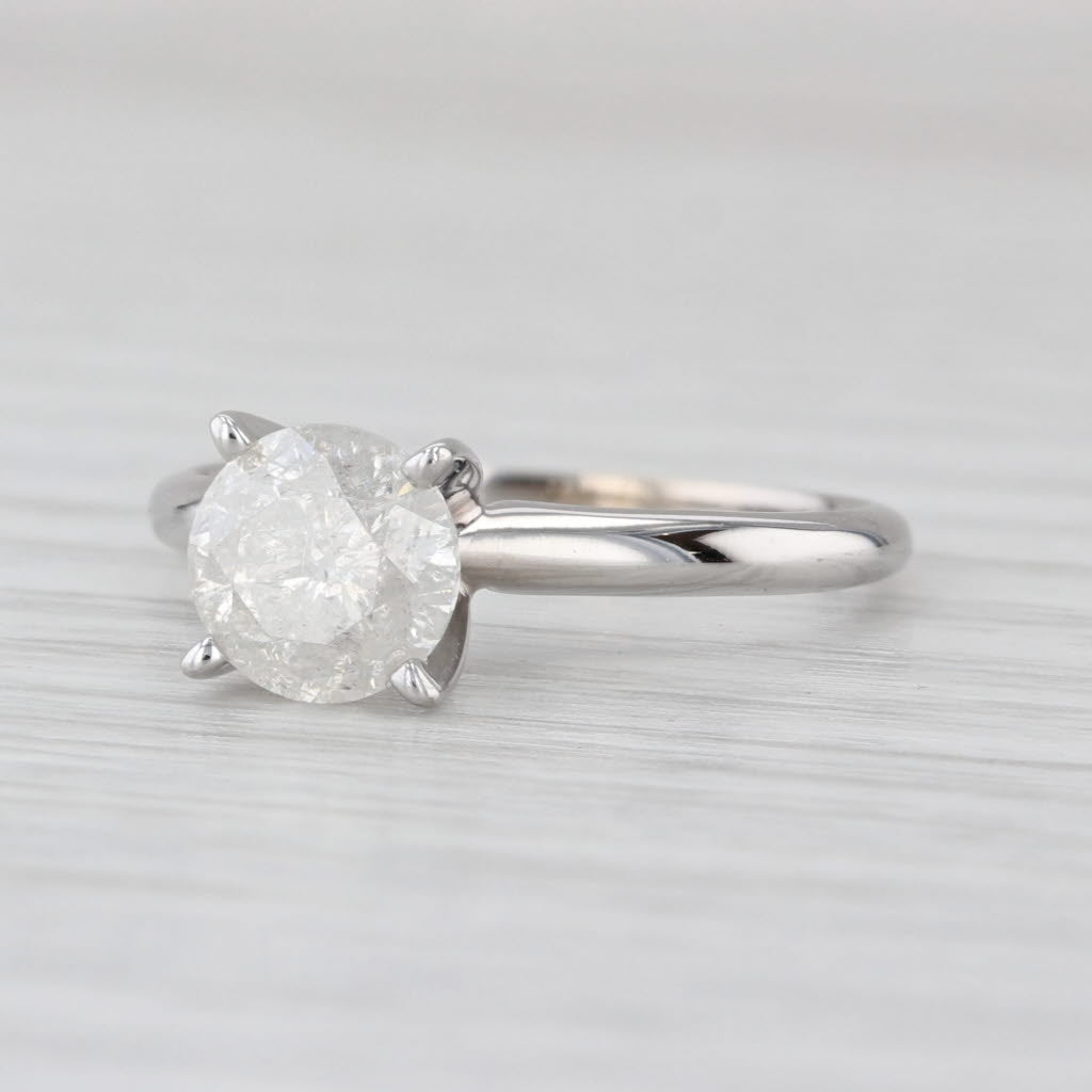 1.04ct Round Diamond Solitaire Engagement Ring 14k White Gold Size 6