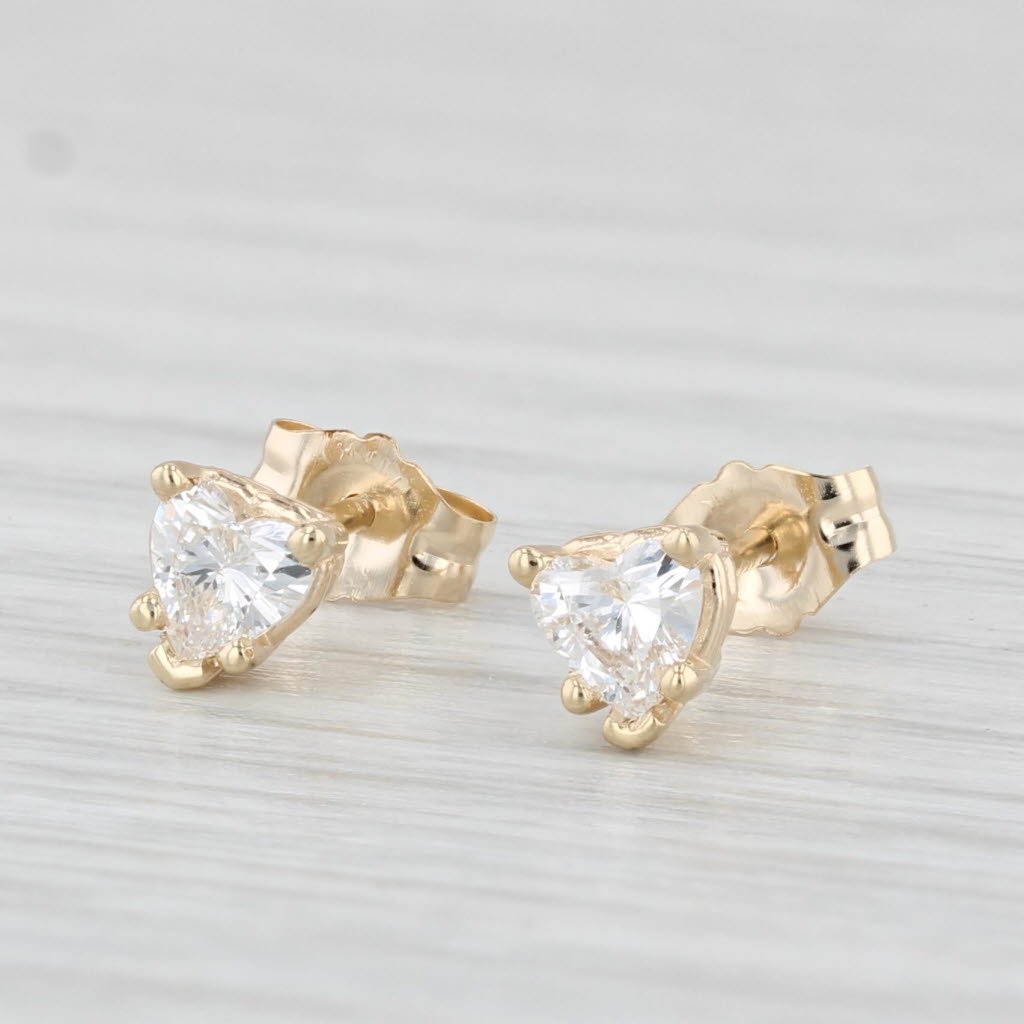 Light Gray 0.34ctw Diamond Heart Solitaire Stud Earrings 14k Yellow Gold