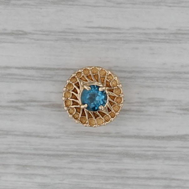 0.45ct Round Blue Topaz Solitaire Slide Bracelet Charm 14k Gold Richard Glatter