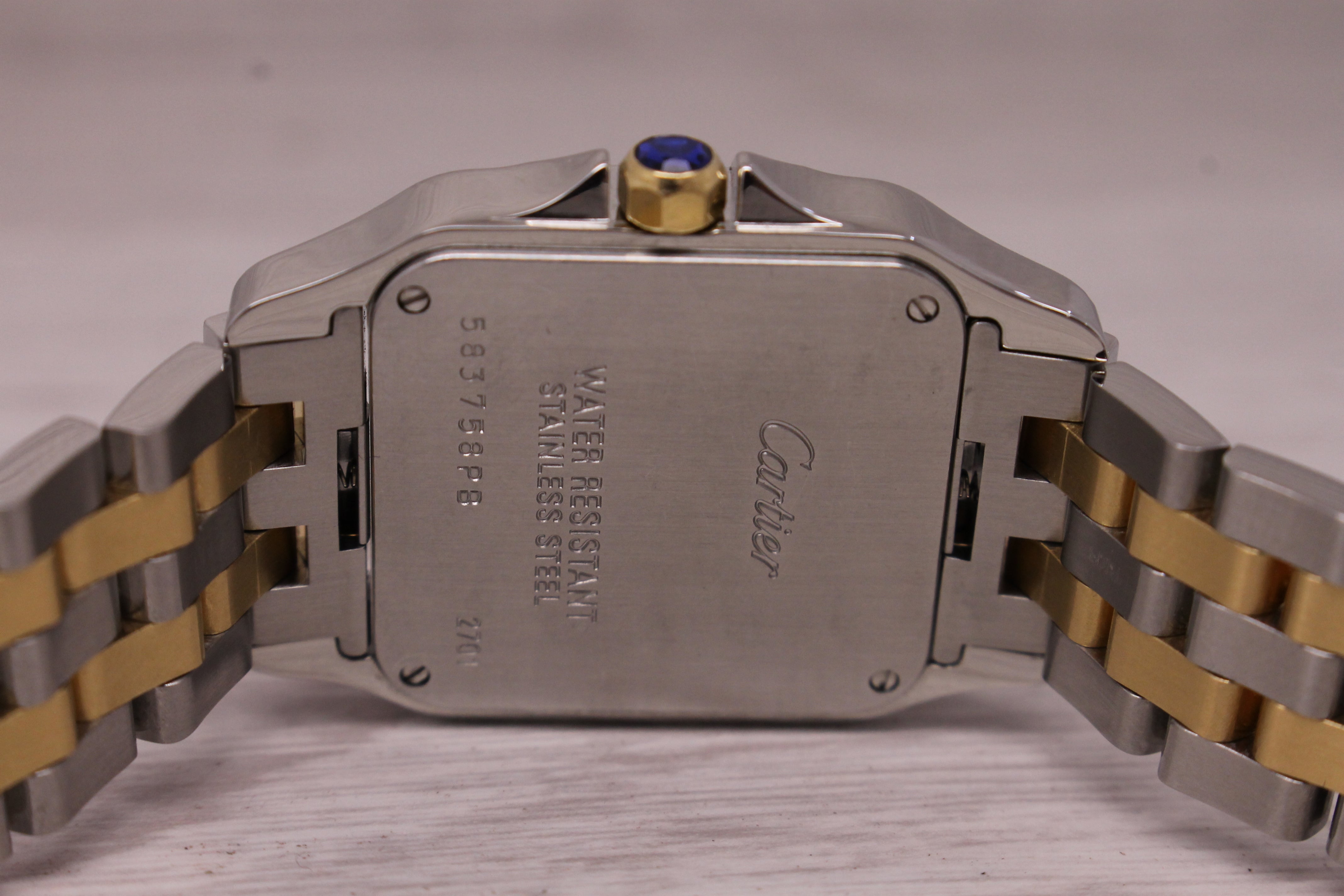 Slate Gray Cartier Santos Demoiselle Steel & 18k Ladies Quartz Bracelet Watch 2701 w Box