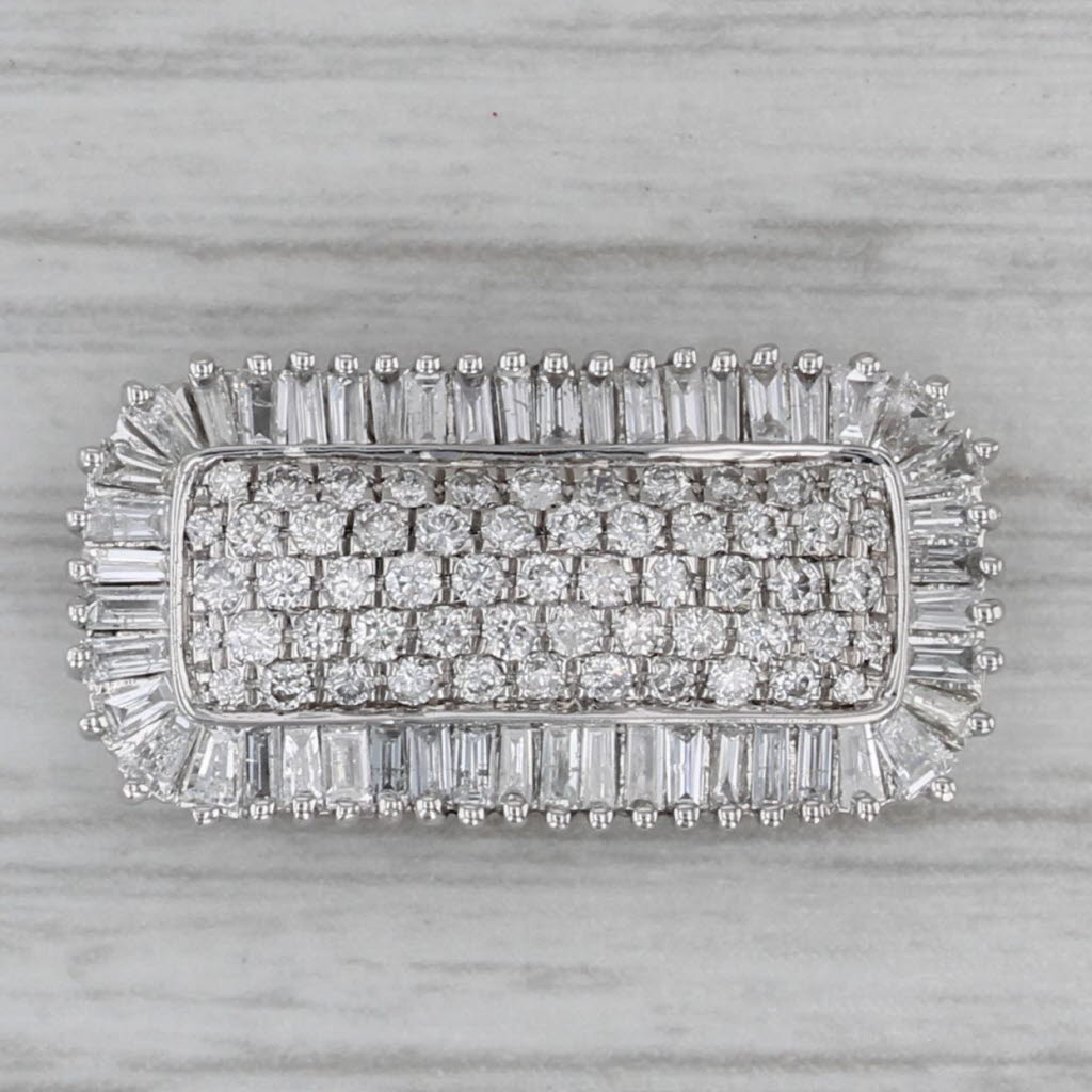 Gray 1.20ctw Pave Diamond Halo Floating Drop Pendant 14k White Gold
