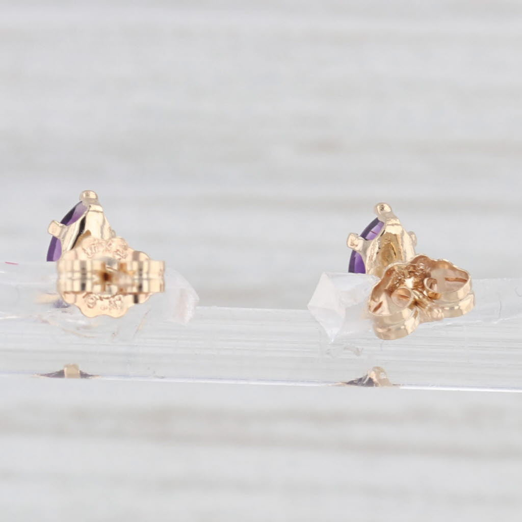 Light Gray 0.40ctw Amethyst Stud Earrings 14k Yellow Gold Marquise Solitaire Studs