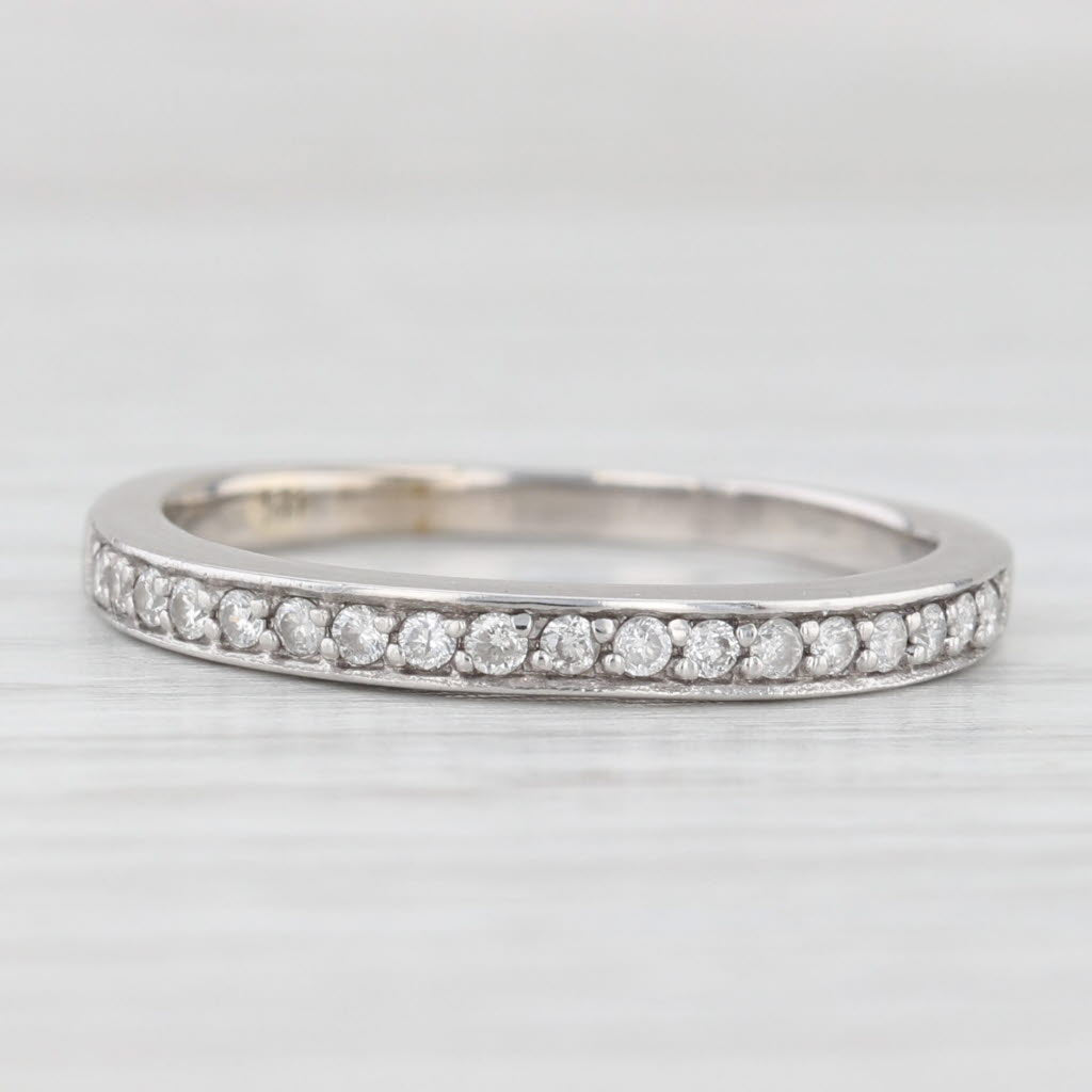 Light Gray 0.20ctw Diamond Wedding Band 14k White Gold Size 8 Stackable Bridal Ring