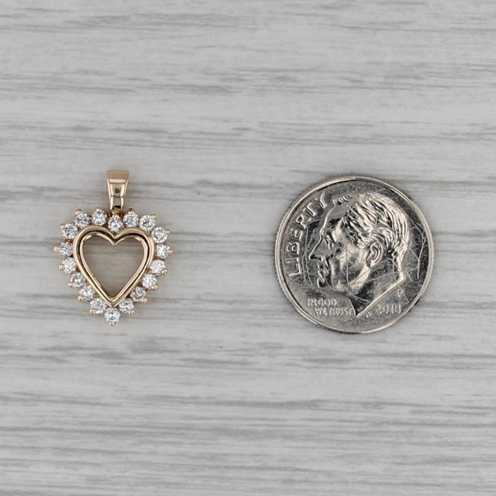 0.36ctw Diamond Open Heart Pendant 14k Yellow Gold Small Drop