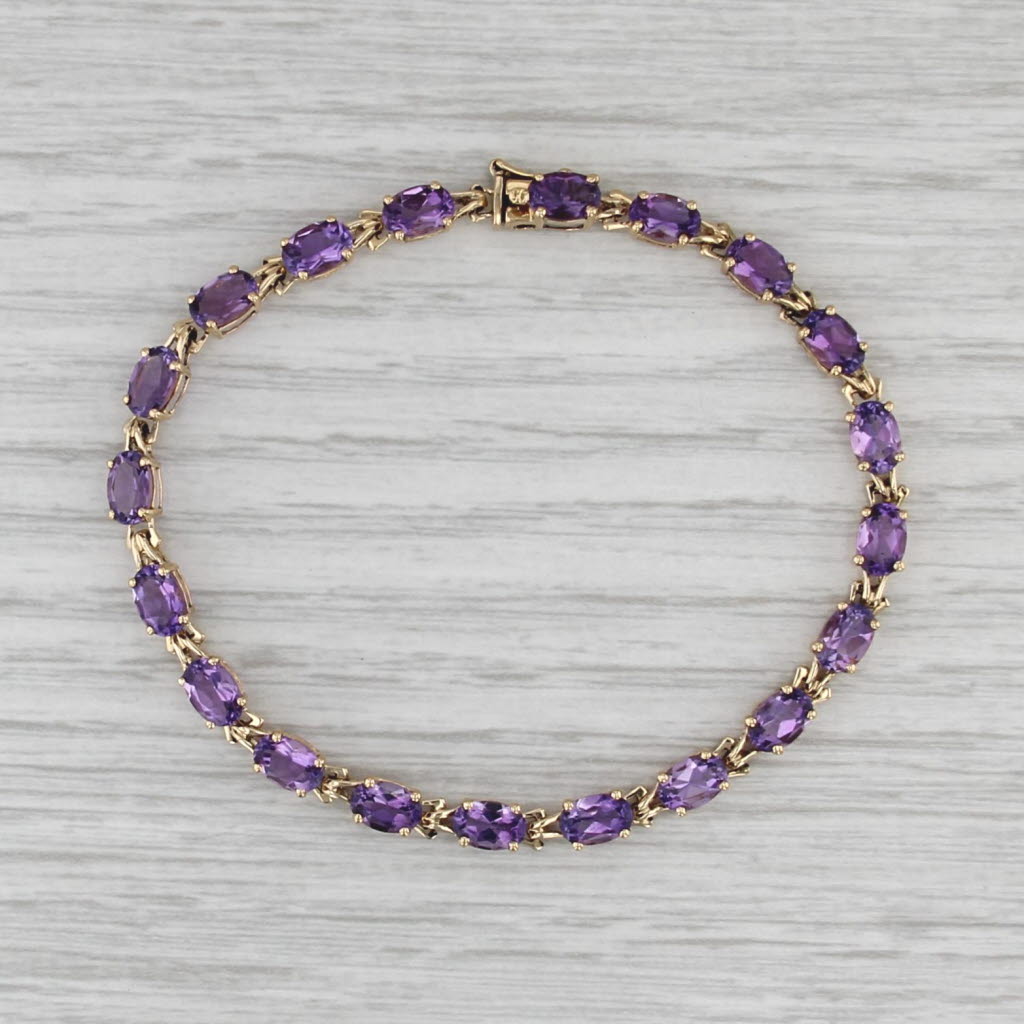8.70ctw Amethyts Tennis Bracelet 18k Yellow Gold 7.5" 4.2mm