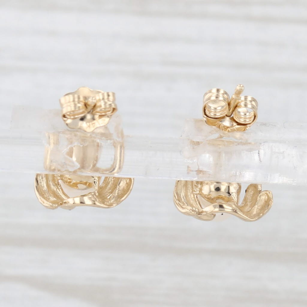 Light Gray 4.7mm Cultured Pearl Stud Earrings 14k Yellow Gold