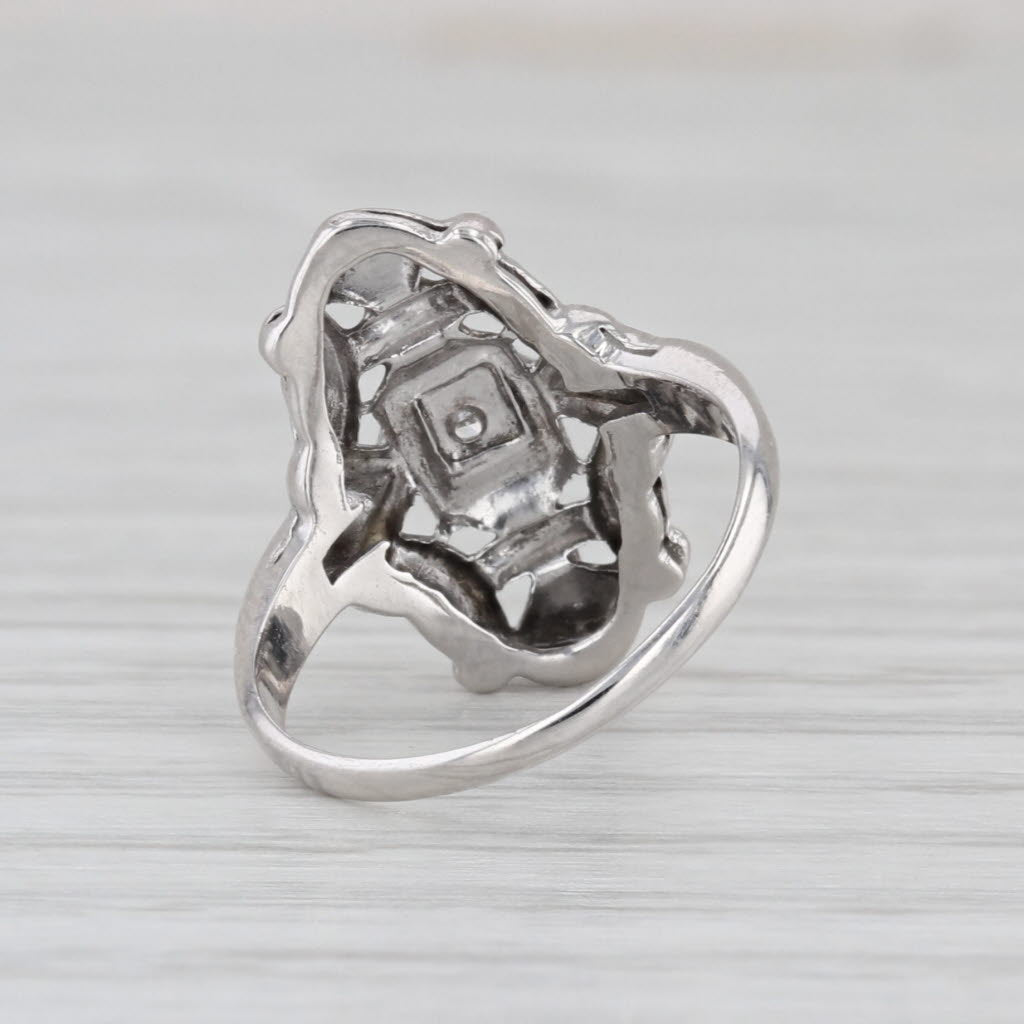 Vintage Diamond Solitaire Ring 14k White Gold Small Size 3