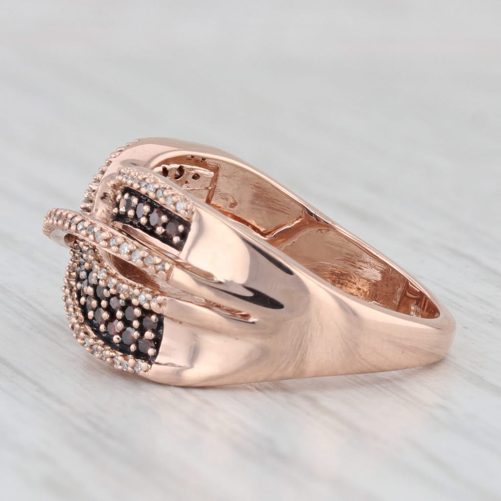 Light Gray 0.34ctw White Brown Orange Diamond Crossover Ring 10k Rose Gold Size 7