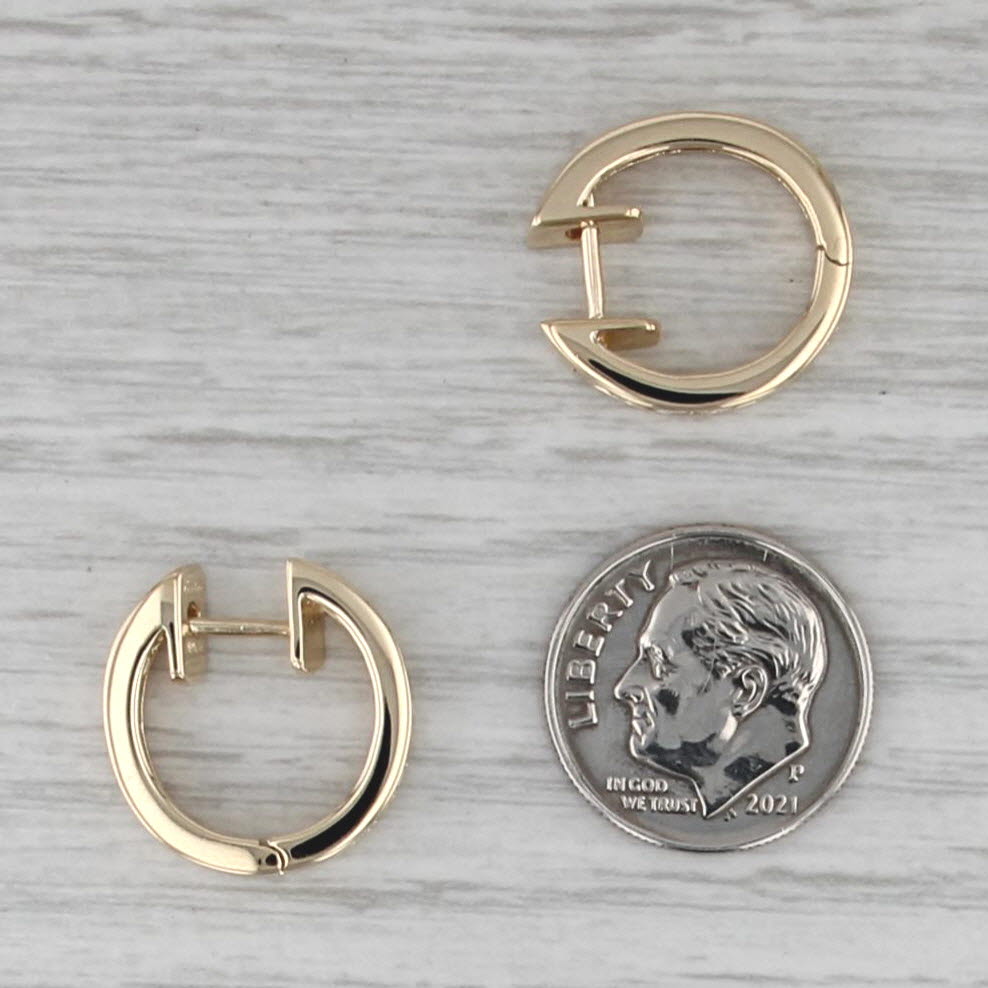 0.54ctw Diamond Hoop Earrings 14k Yellow Gold Snap Top Hinged Round Hoops
