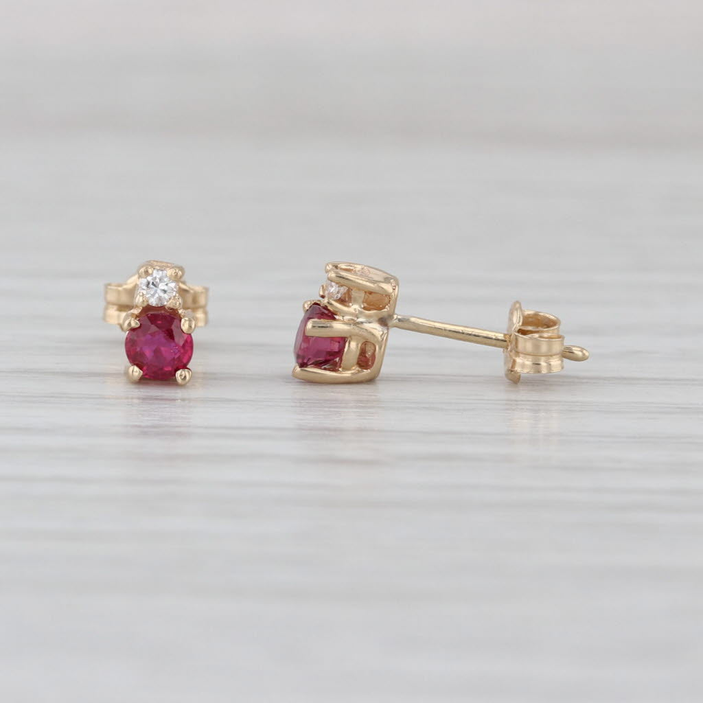 0.30ctw Ruby Diamond Stud Earrings 14k Yellow Gold Studs