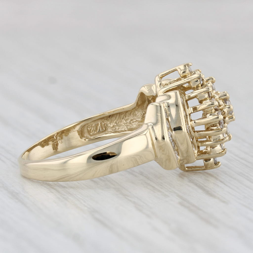 Light Gray 0.36ctw Diamond Cluster Ring 14k Yellow Gold Size 7.25 Engagement