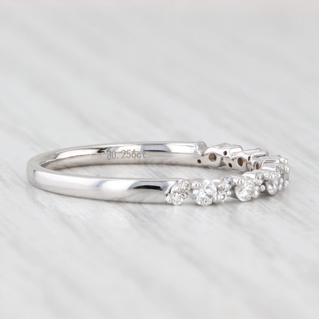 Light Gray New 0.25ctw Diamond Wedding Band 14k White Gold Stackable Anniversary Ring 6.5