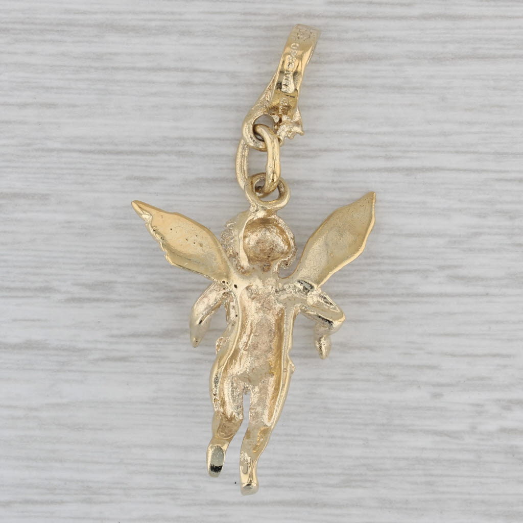 Gray Large Figural Cherub Pendant Sterling Silver Gold Vermeil Guardian Angel