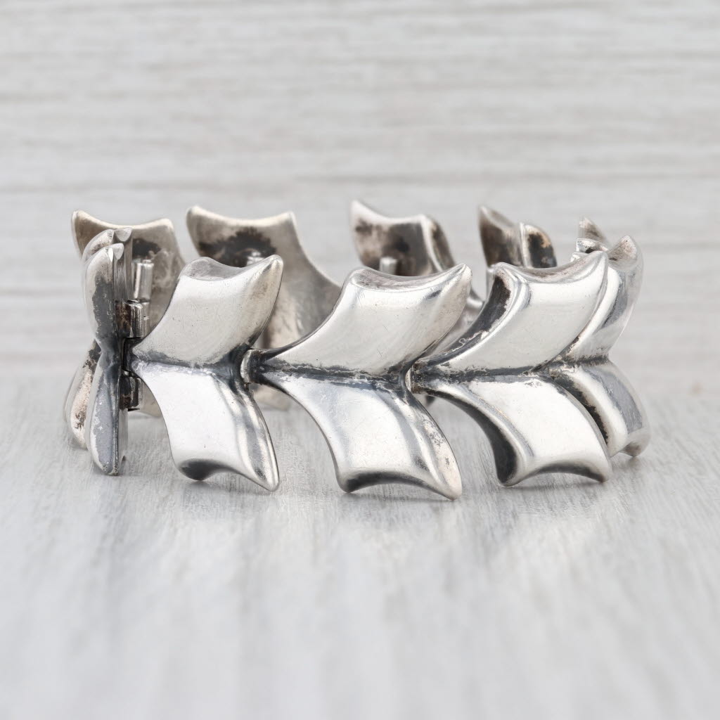 Vintage Lopaz Taxco Chevron V Link Bracelet Sterling Silver 6.5" 22.2mm