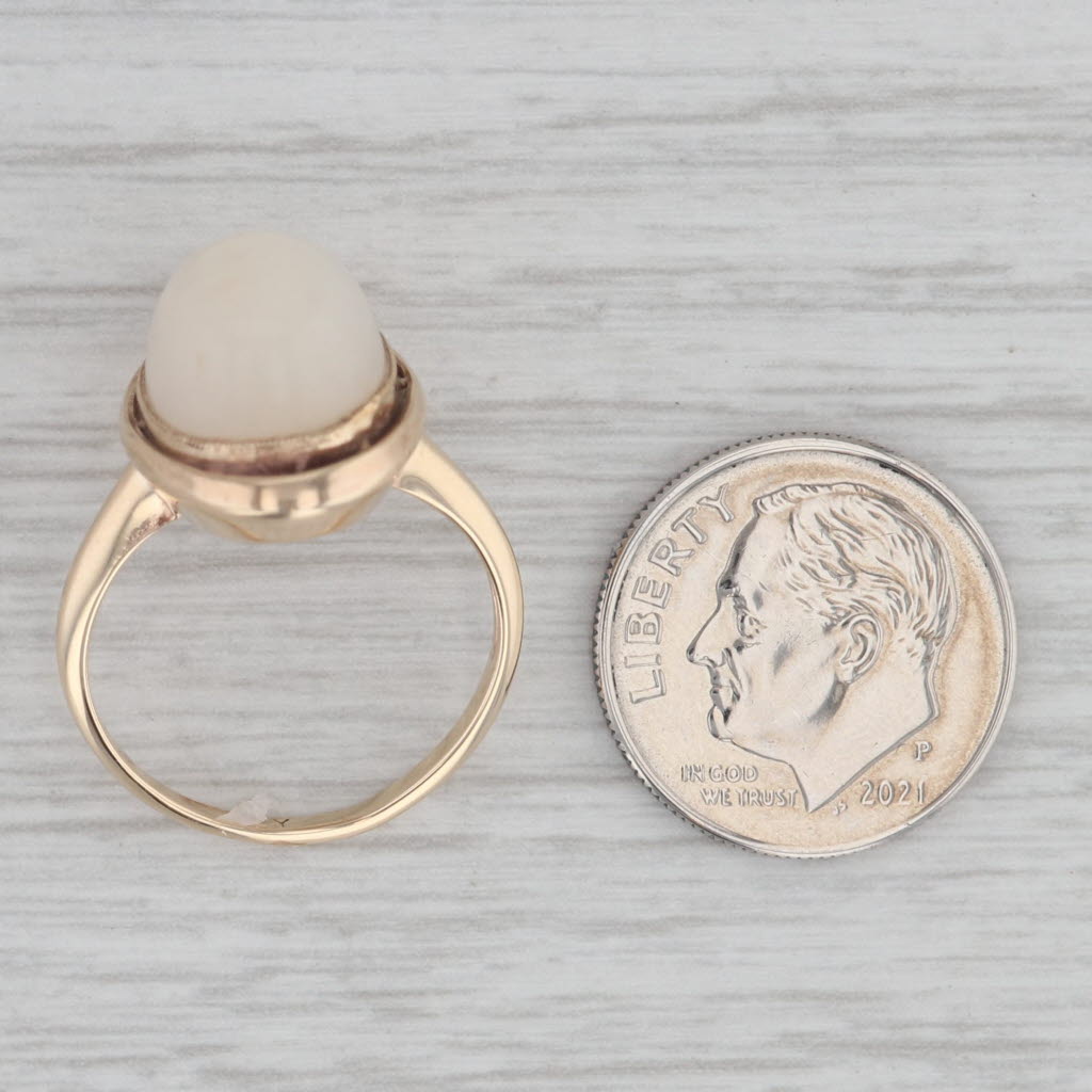 Gray Oval Cabochon Moonstone Solitaire Ring 10k Yellow Gold Size 6.25
