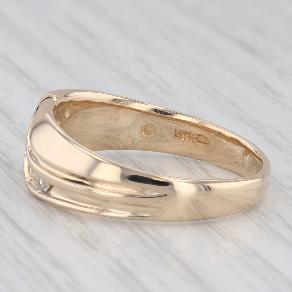 Light Gray 0.20ctw Diamond Men's Ring 14k Yellow Gold Size 11 Men's Wedding Band