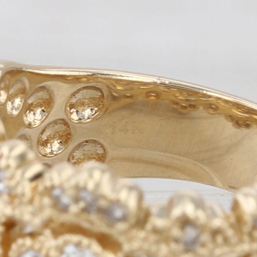 Effy 1.98ctw Diamond Cluster Flower Ring 14k Yellow Gold Cocktail Size 7