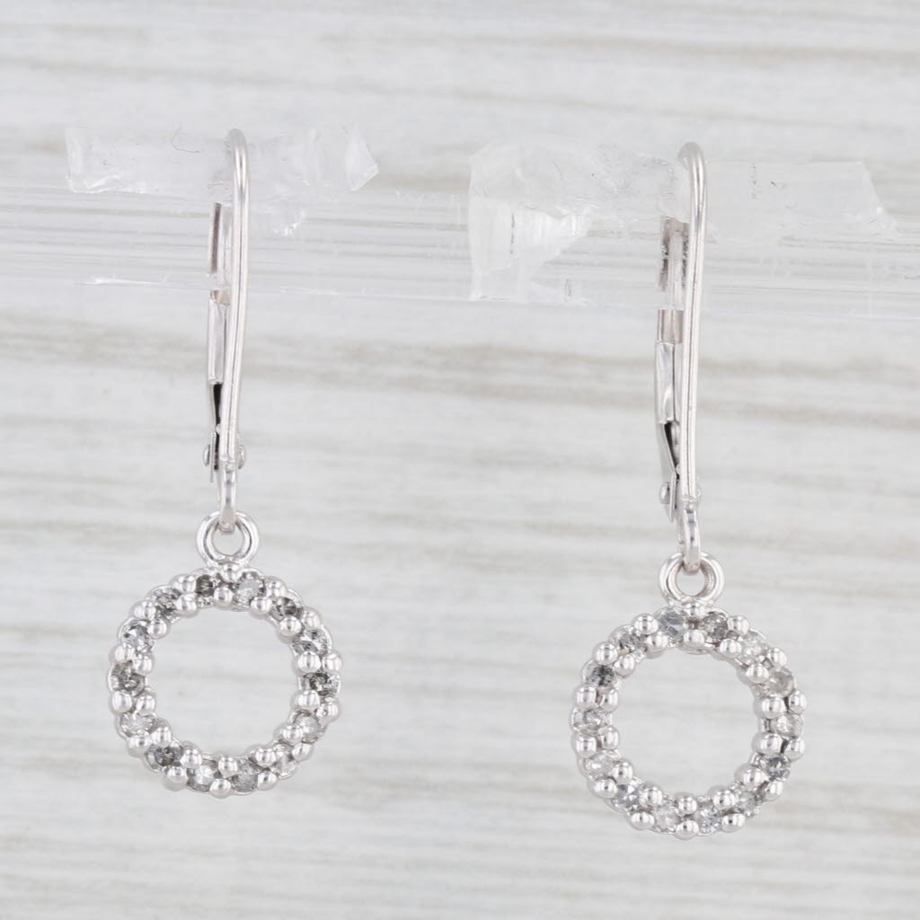 Light Gray 0.16ctw Diamond Eternity Circle Dangle Earrings 14k White Gold Drops Lever Backs