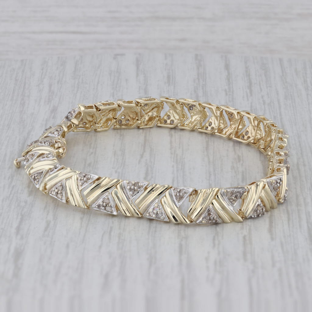 Gray 1.25 ctw Diamond Abstract 14K Yellow Gold Tennis Bracelet 6.5"