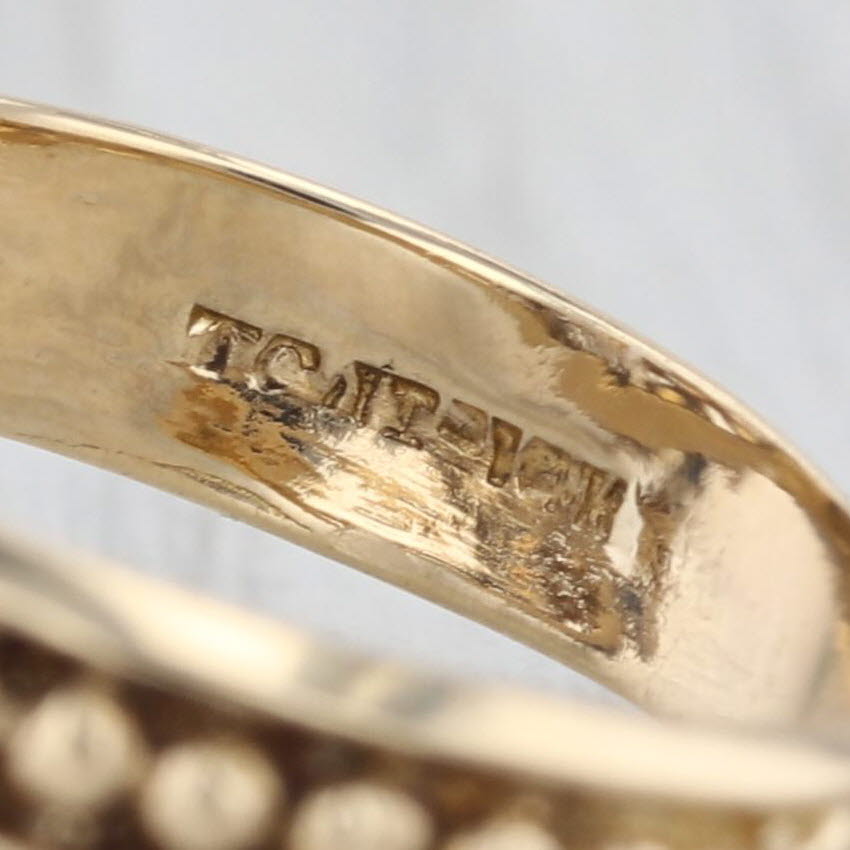 Antique Opal Flower Ring 14k Yellow Gold Filigree Size 6.75 Cocktail