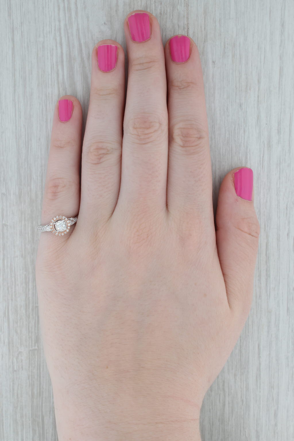 Gray 0.41ctw Round Diamond Halo Engagement Ring 14k White Rose Gold Size 7