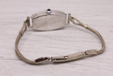Gray Antique Milos Ladies 18k White Gold & Enamel Art Deco Wrist Watch Serviced