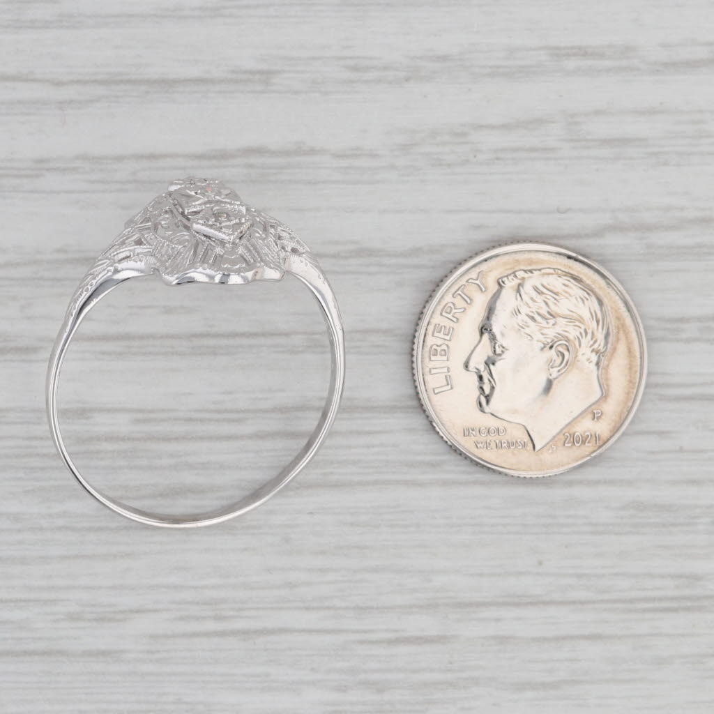 Gray Vintage VS2 Diamond Filigree Ring 10k White Gold Size 11.75