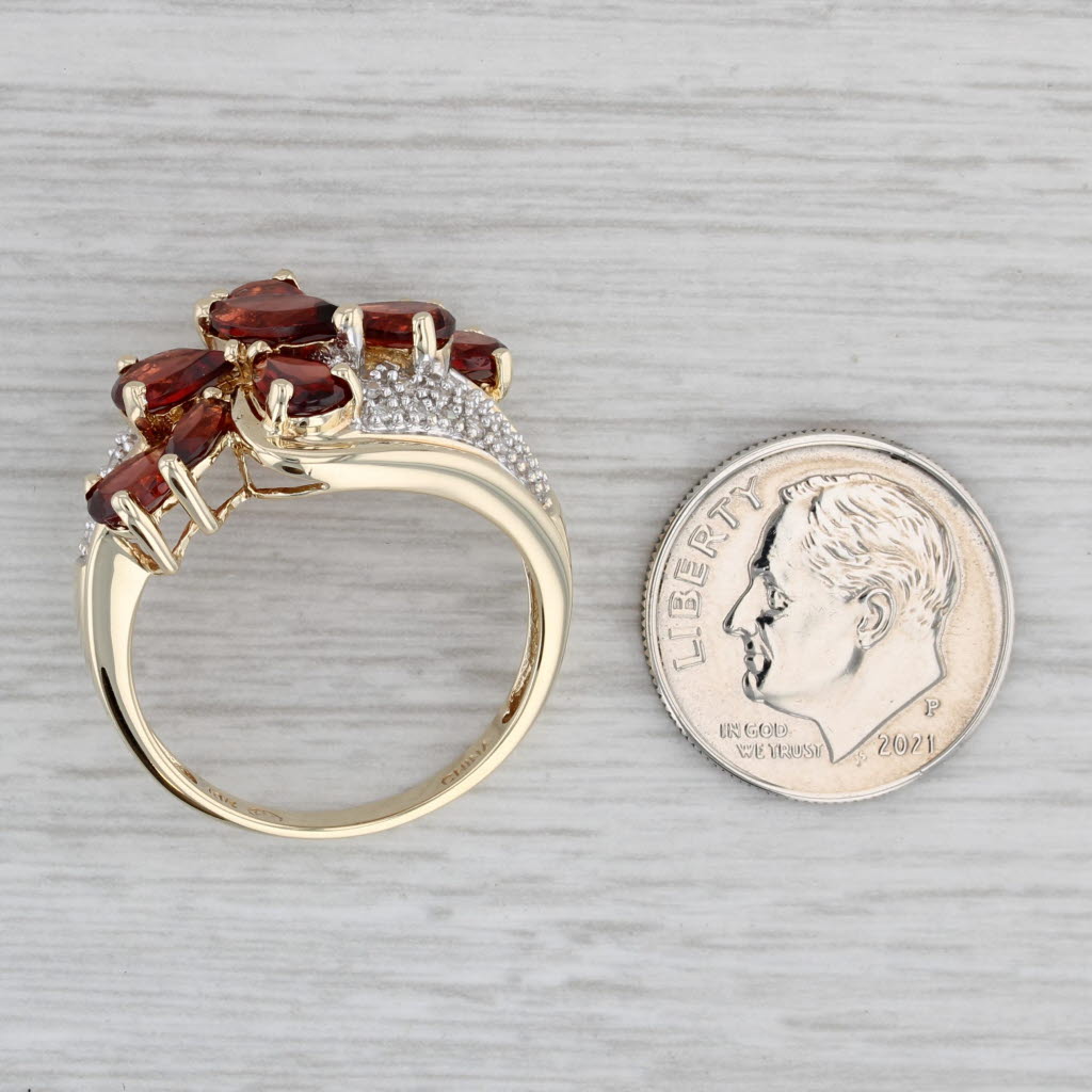 Gray 4.38ctw Garnet Diamond Cluster Ring 10k Yellow Gold Size 9.25 Bypass