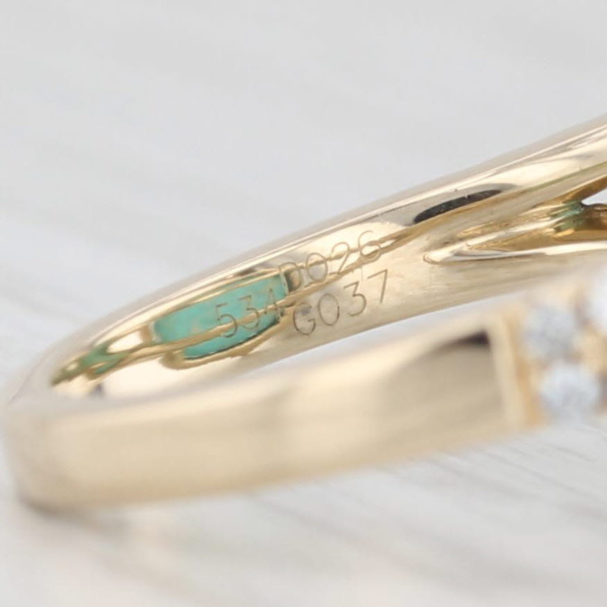 Light Gray New Doves by Doron Paloma Amazonite Tsavorite Ring 14k Yellow Gold Size 6.75