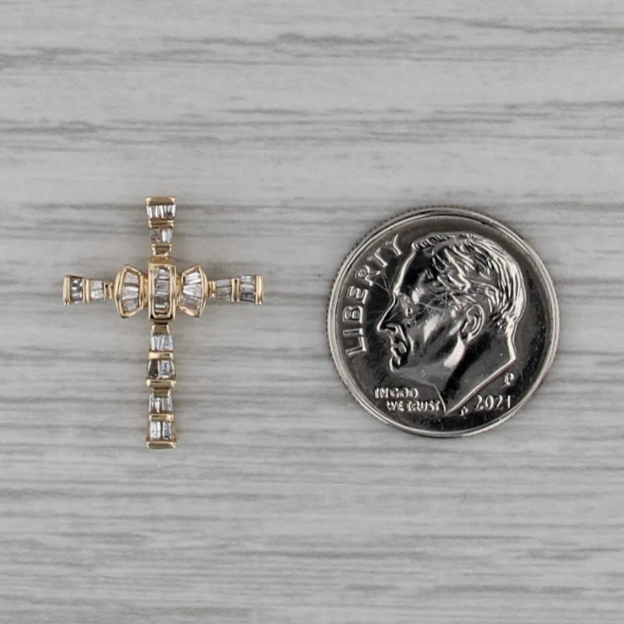 0.27ctw Diamond Cross Pendant 14k Yellow Gold Small Floating Drop