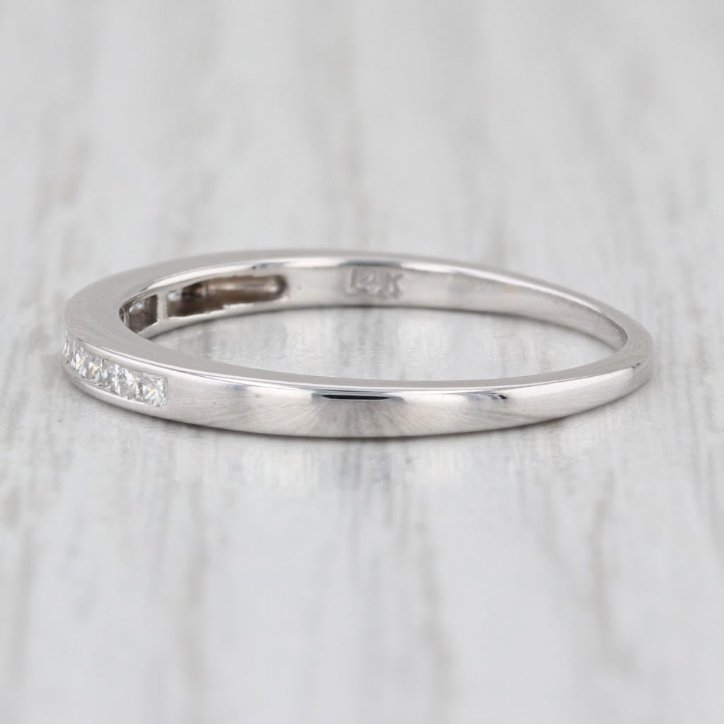 0.22ctw Princess Diamond Wedding Band 14k White Gold Size 8.5 Stackable